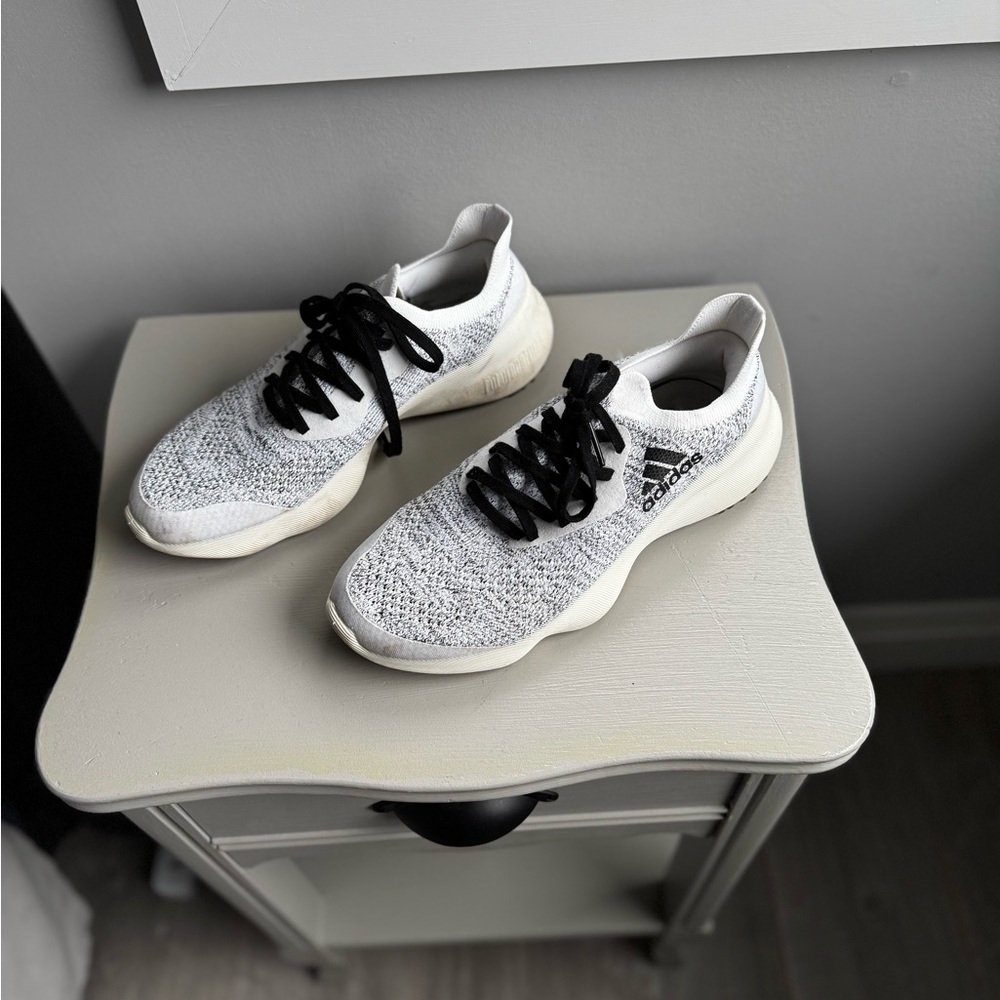 Adidas Knit White and Black Running Shoes